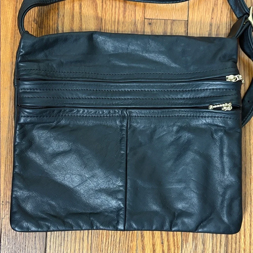 Maple‎ Leather Company Saddlebag Crossbody Bag Purse Black Buttery Soft Leather